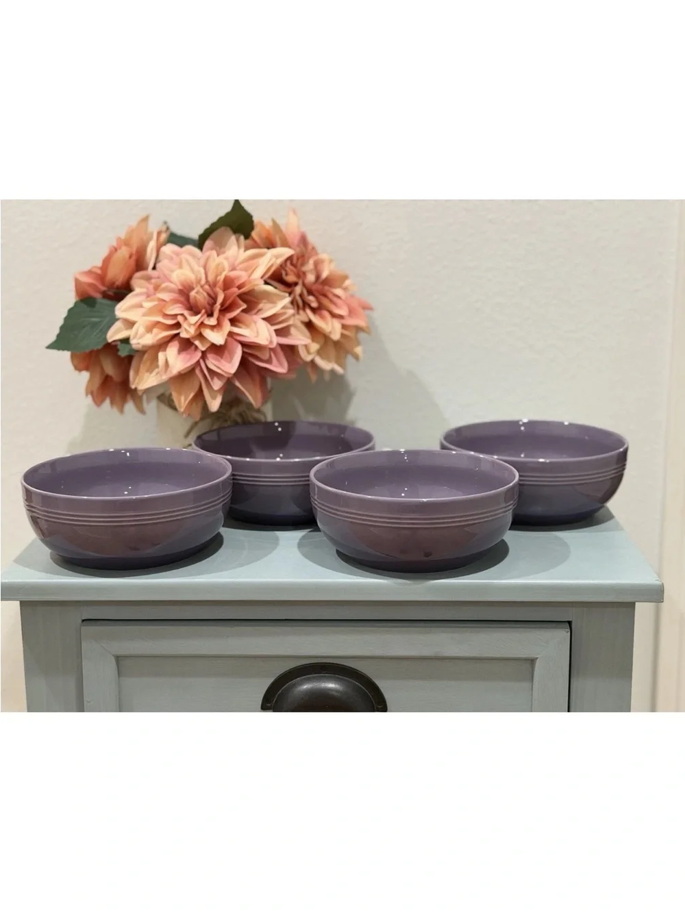 Le Creuset Stoneware San Francisco Coupe Soup / Cereal Bowls (4) ~ ULTRA VIOLET